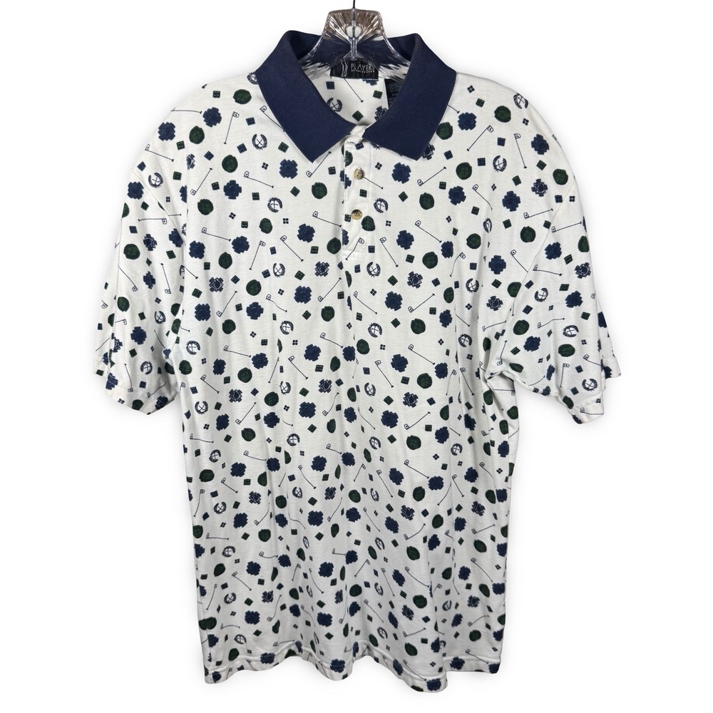 Vintage Players by Van Heusen Large Men All Over Golf Print Polo Shirt Dadcore